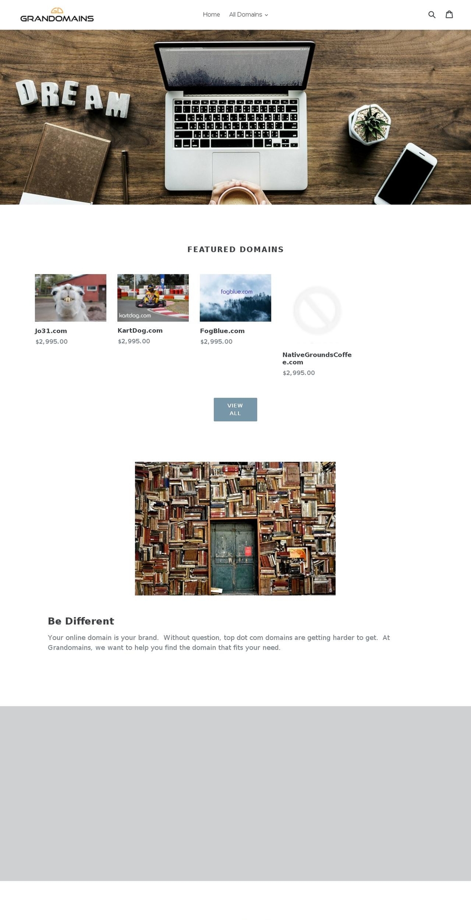 grandomains.com — Shopify storefront screenshot