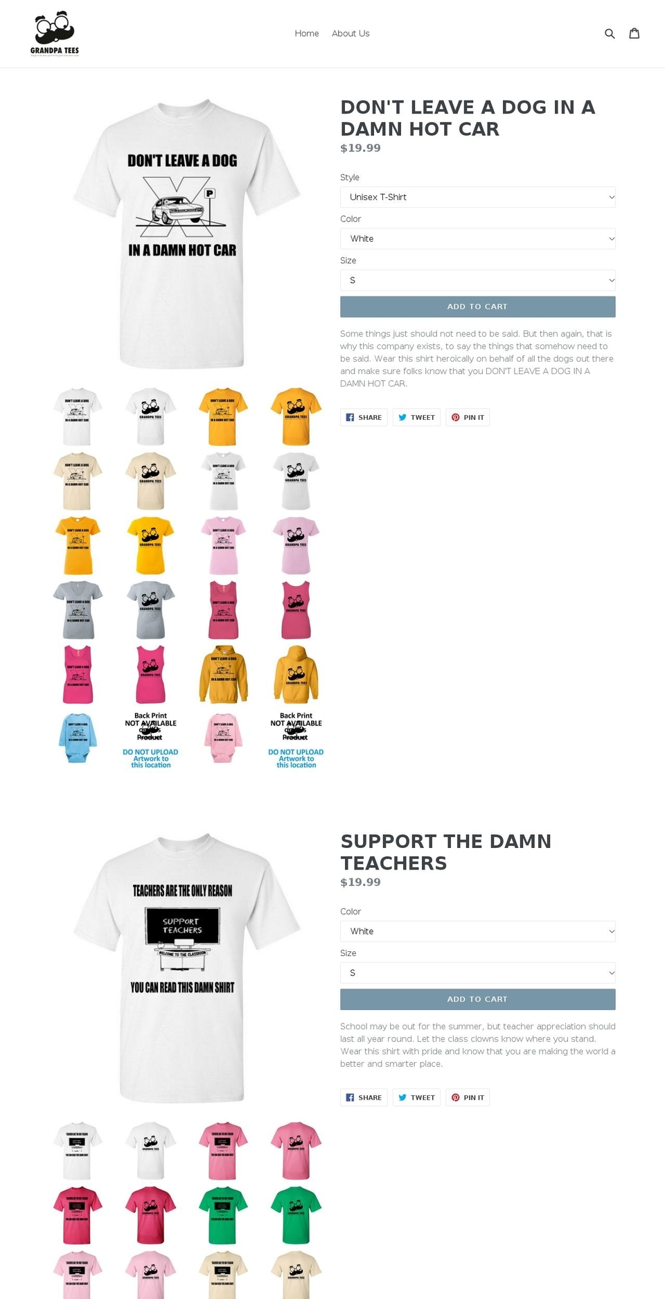 grandpatees.com — Shopify storefront screenshot