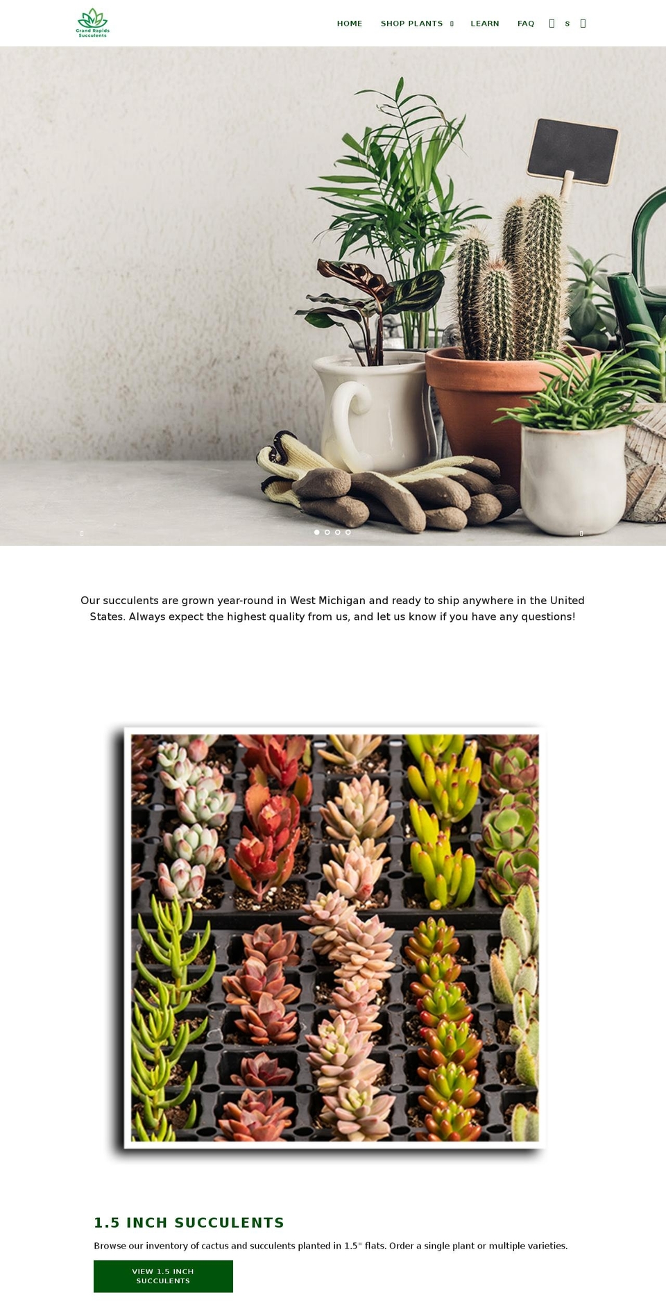 grandrapidssucculents.com shopify website screenshot
