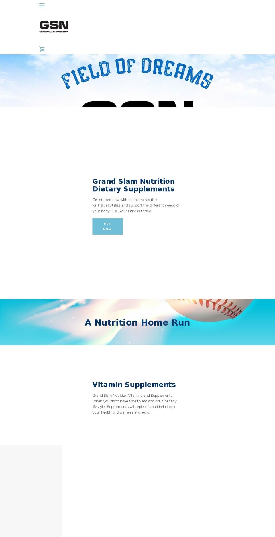 grandslamnutrition.com — Shopify storefront screenshot