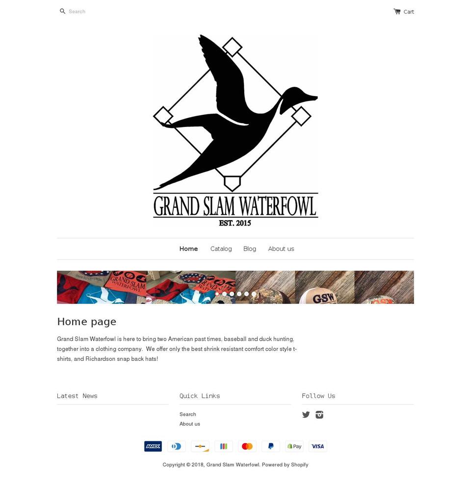 grandslamwaterfowl.com — Shopify storefront screenshot