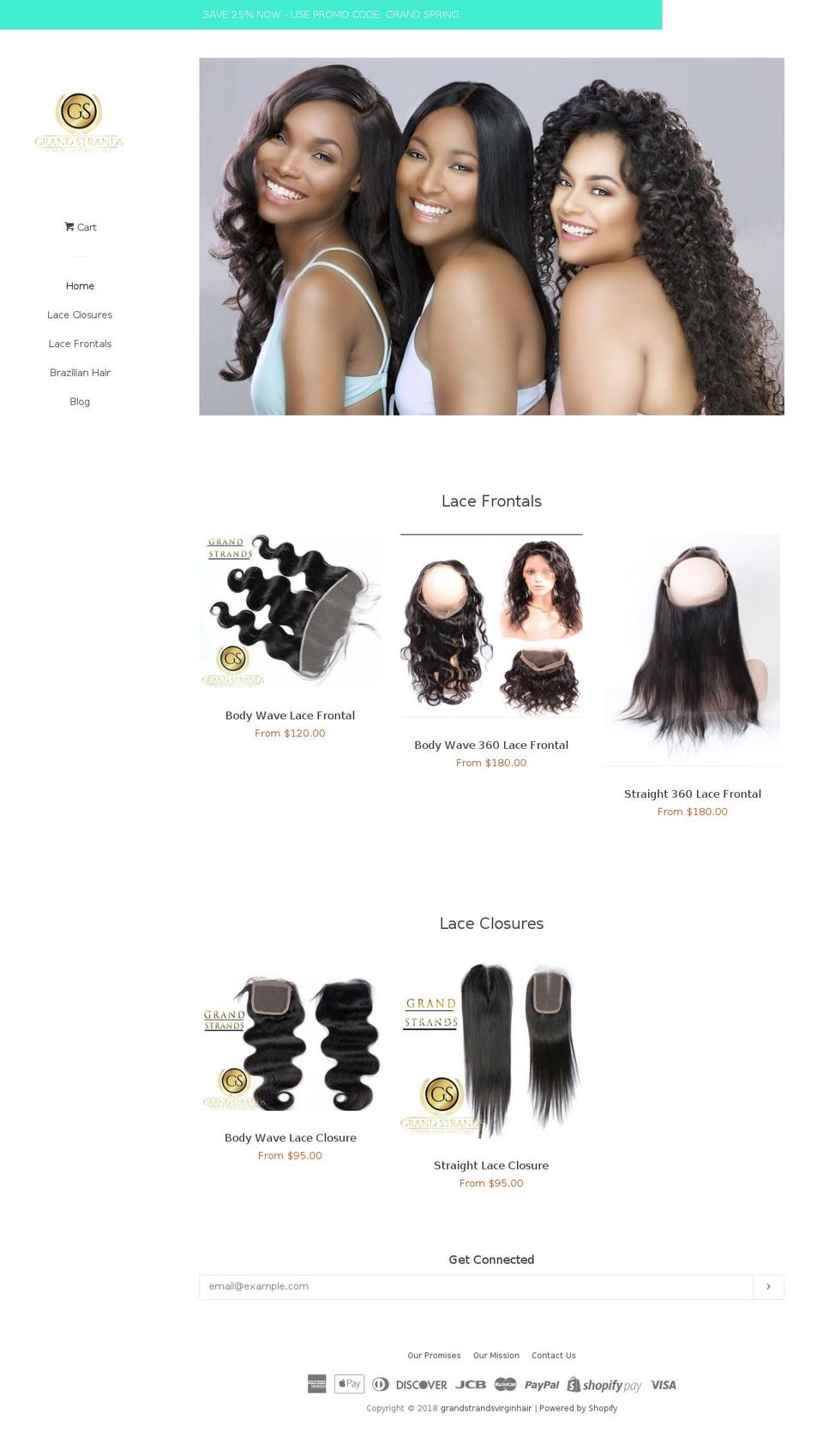 grandstrandsvirginhair.com — Shopify storefront screenshot