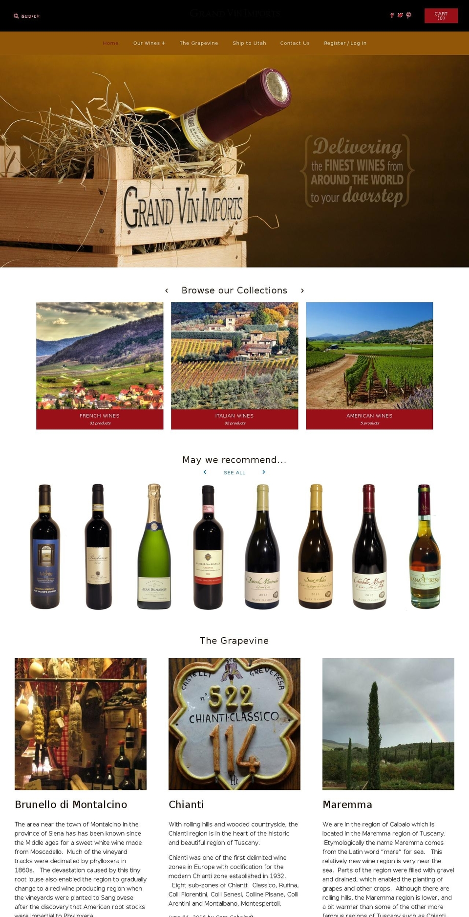 grandvinimports.net shopify website screenshot