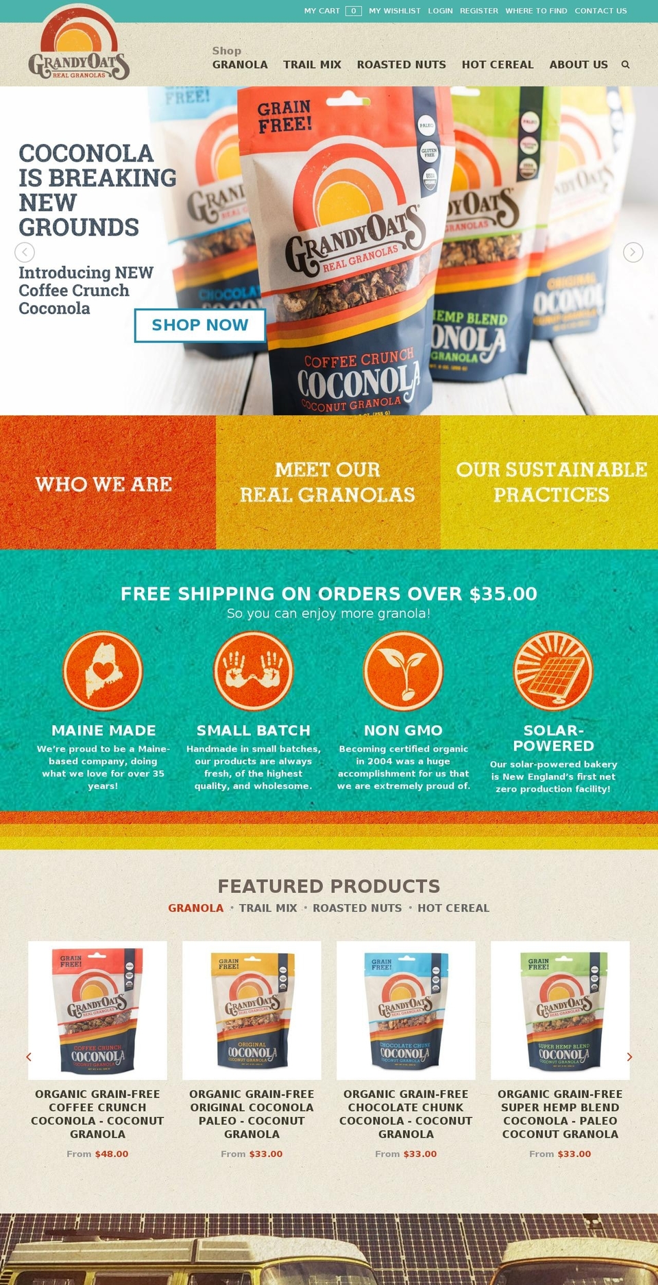 grandyorganics.com shopify website screenshot