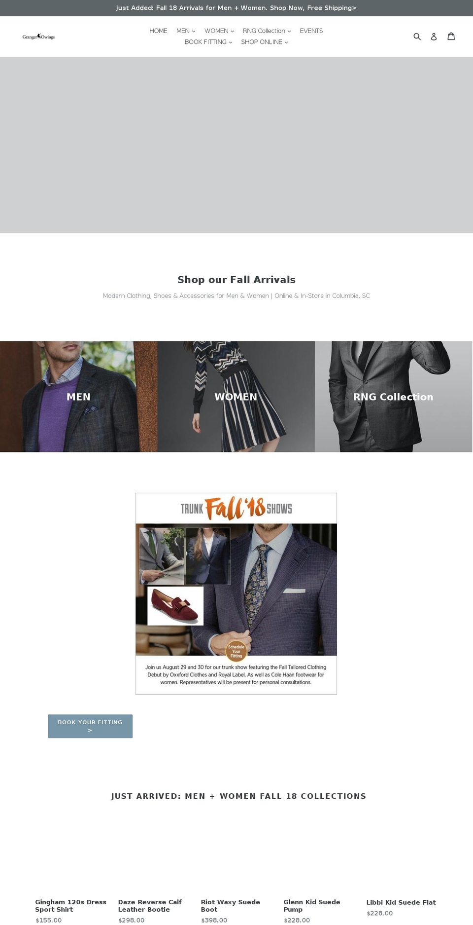 grangerowings.com — Shopify storefront screenshot
