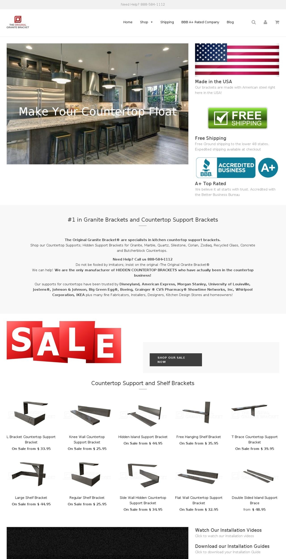 granitehiddenbracket.com shopify website screenshot