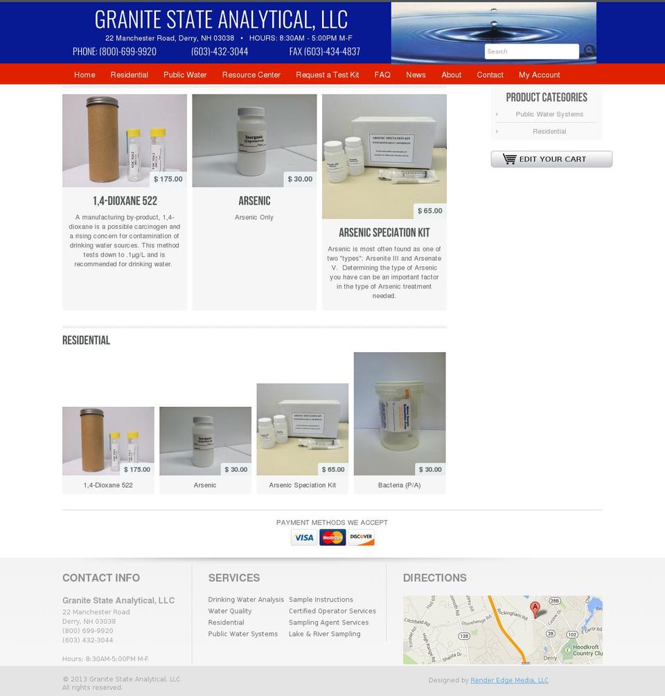 granitestateanalytical.myshopify.com shopify website screenshot