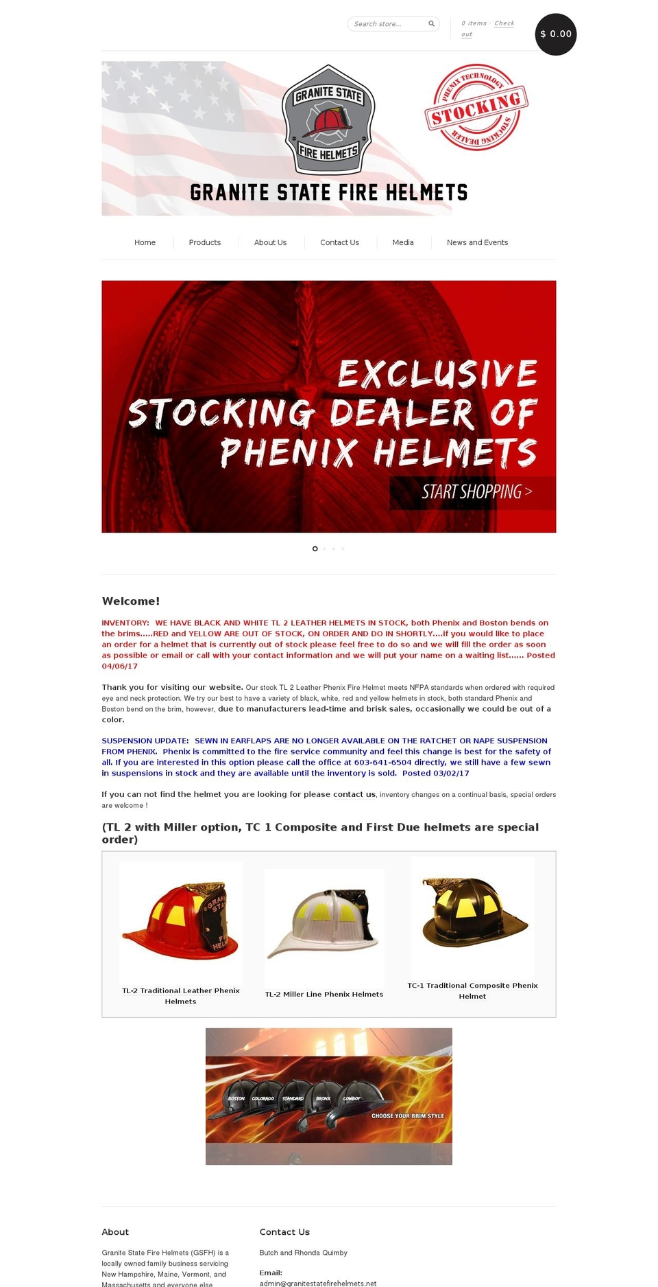 granitestatefirehelmets.net shopify website screenshot