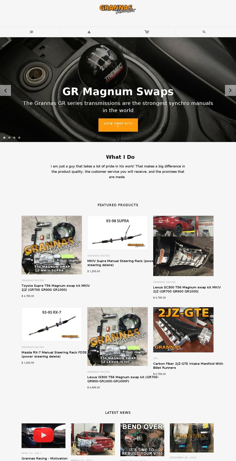 grannasracing.com shopify website screenshot