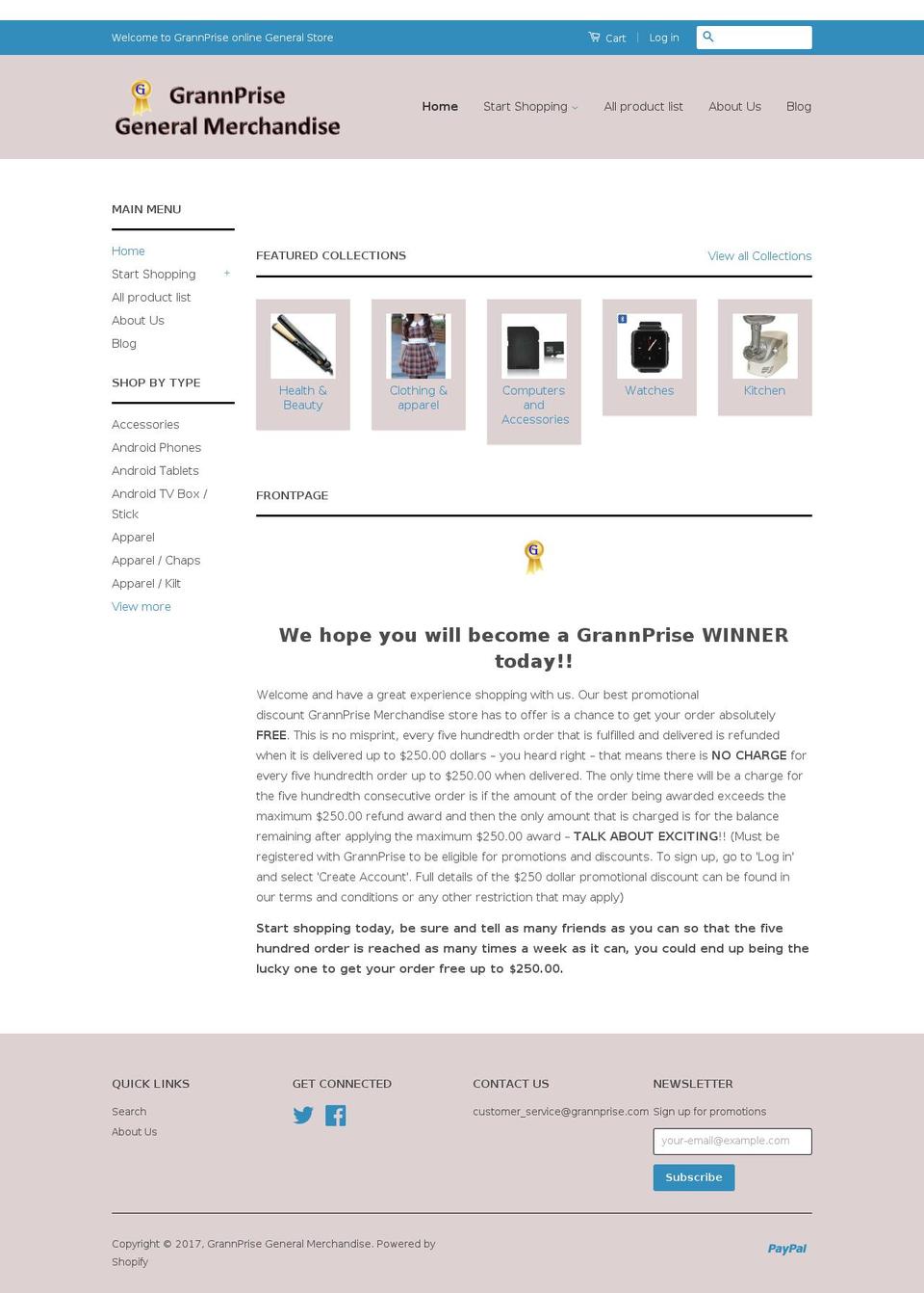 grannprise.com shopify website screenshot