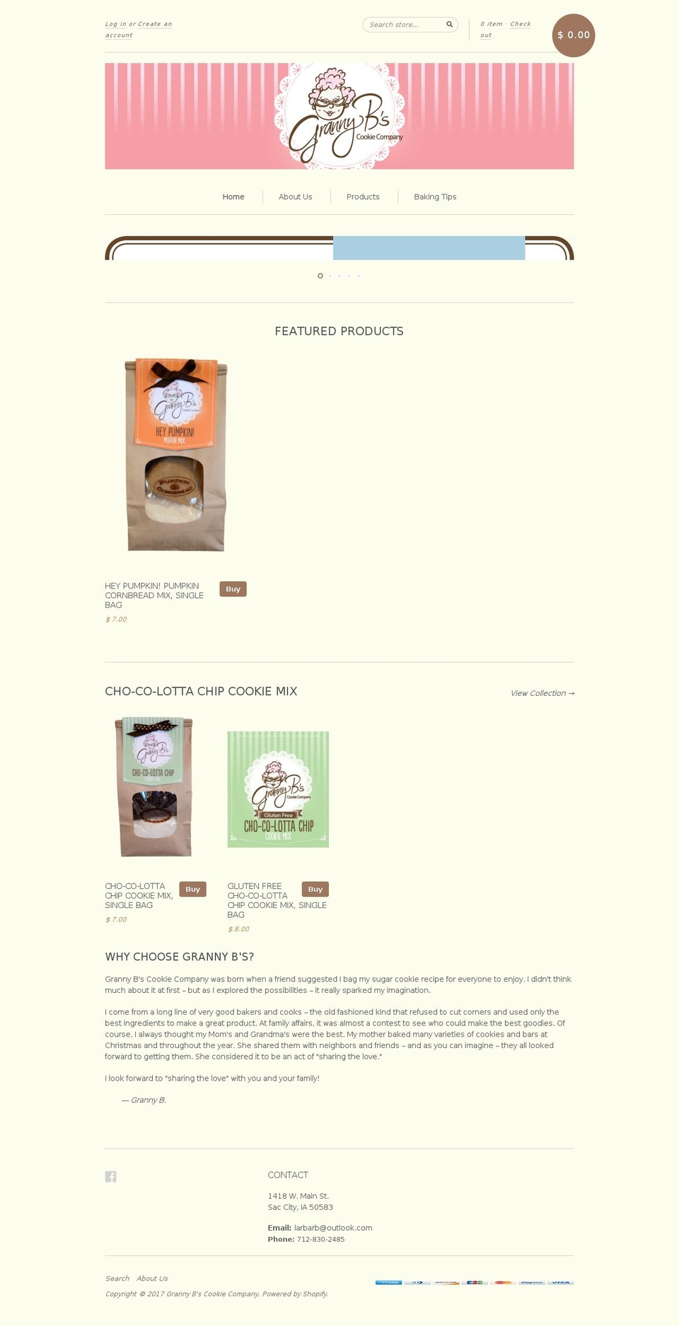 grannybscookiemix.com shopify website screenshot