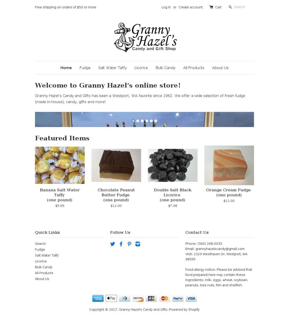 grannyhazels.com shopify website screenshot