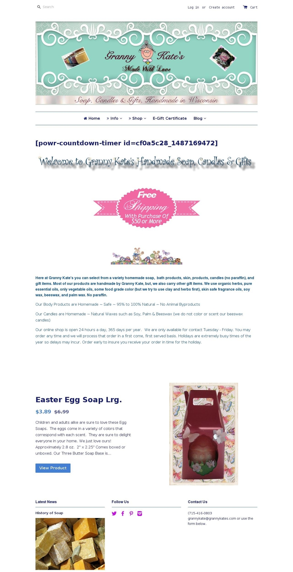 grannykates.com shopify website screenshot