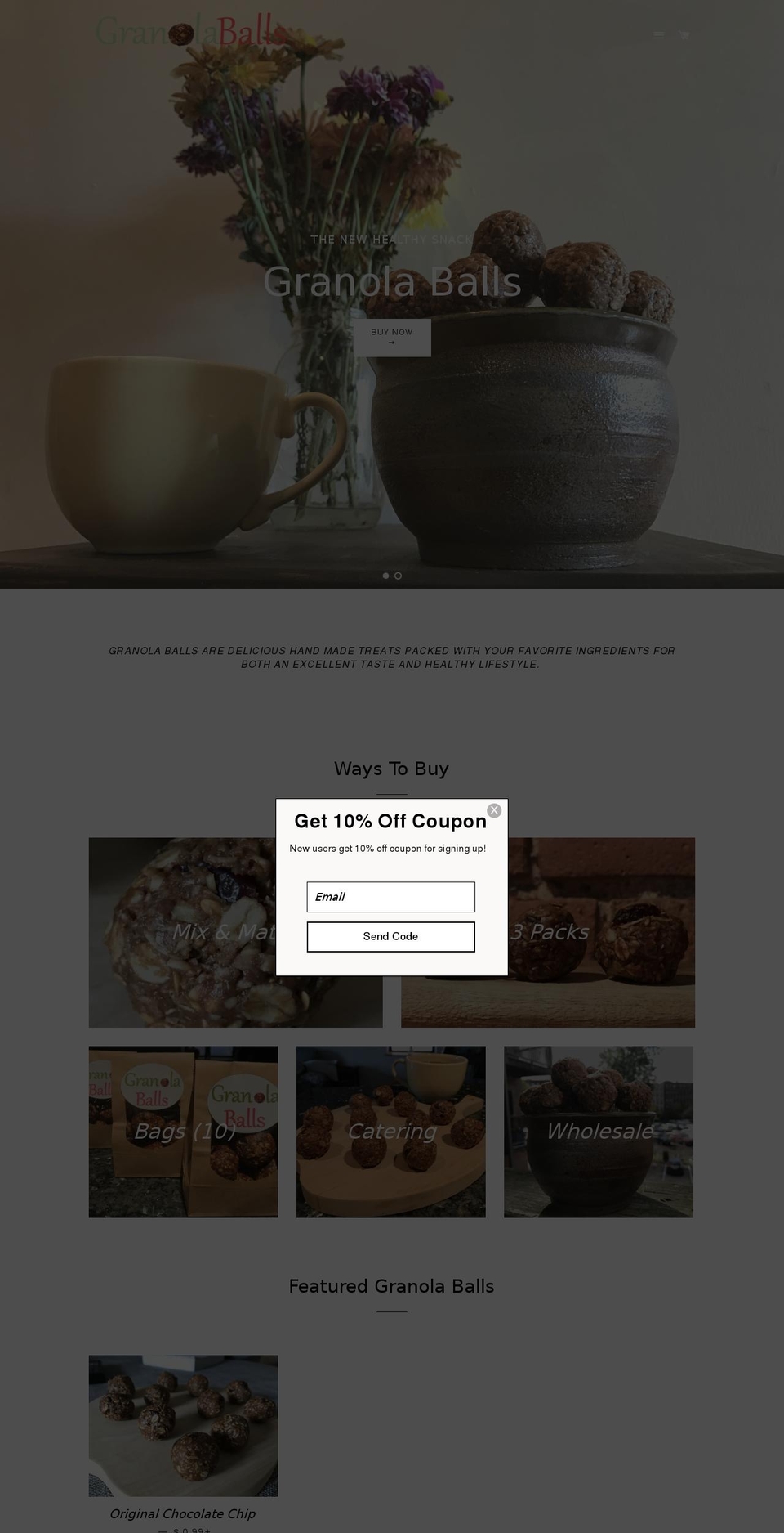 granolaballs.com shopify website screenshot