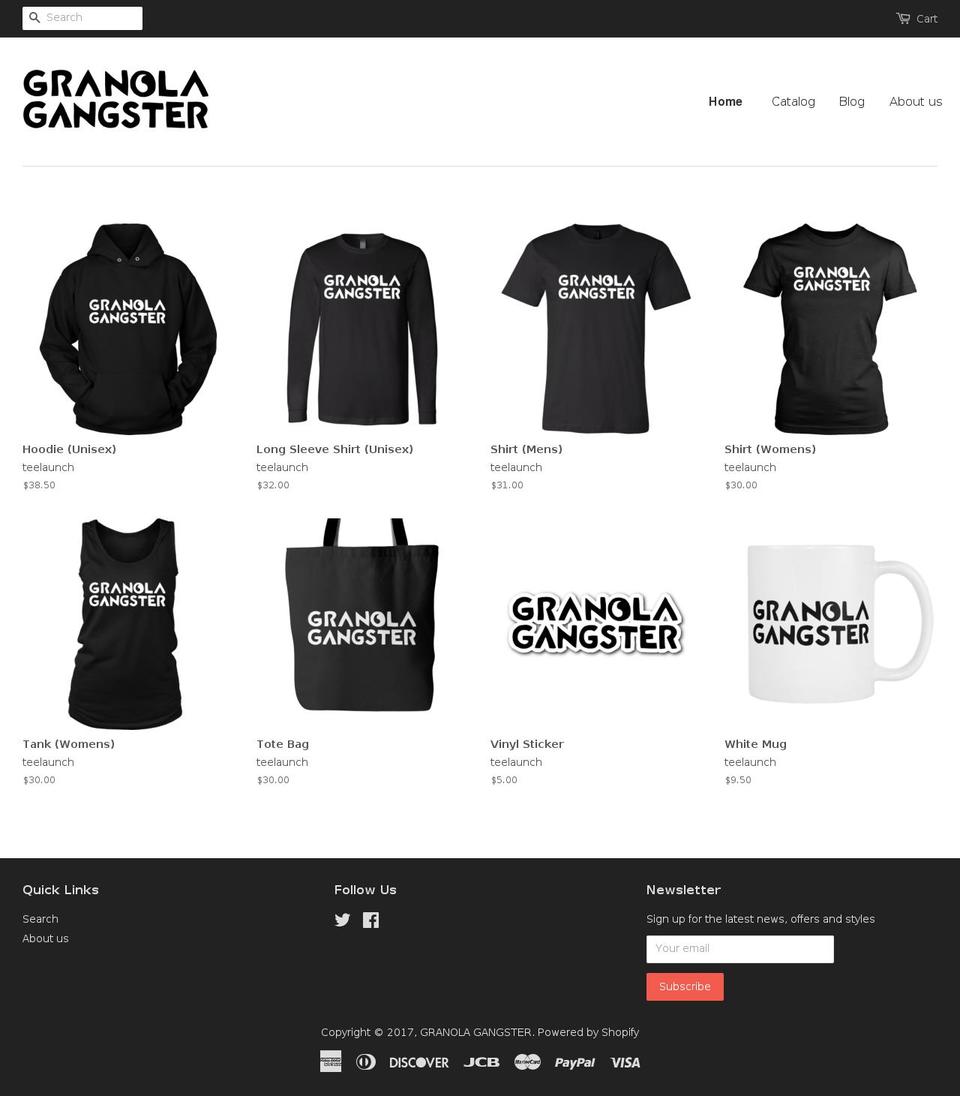 granolagangster.com shopify website screenshot