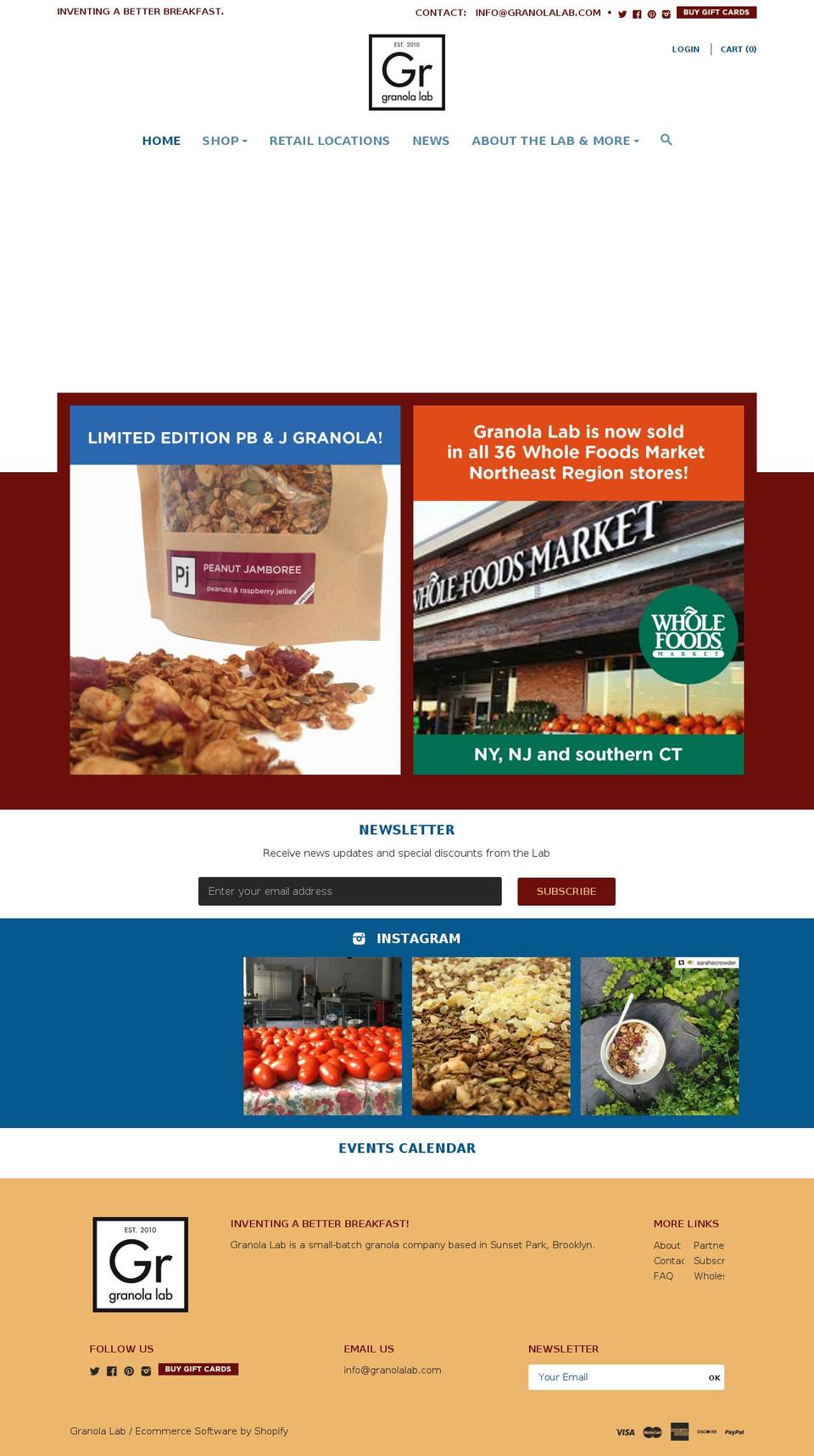 granolalab.com shopify website screenshot