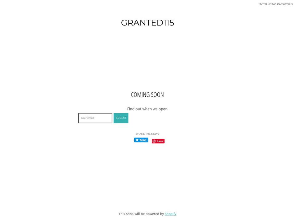 granted115.com shopify website screenshot