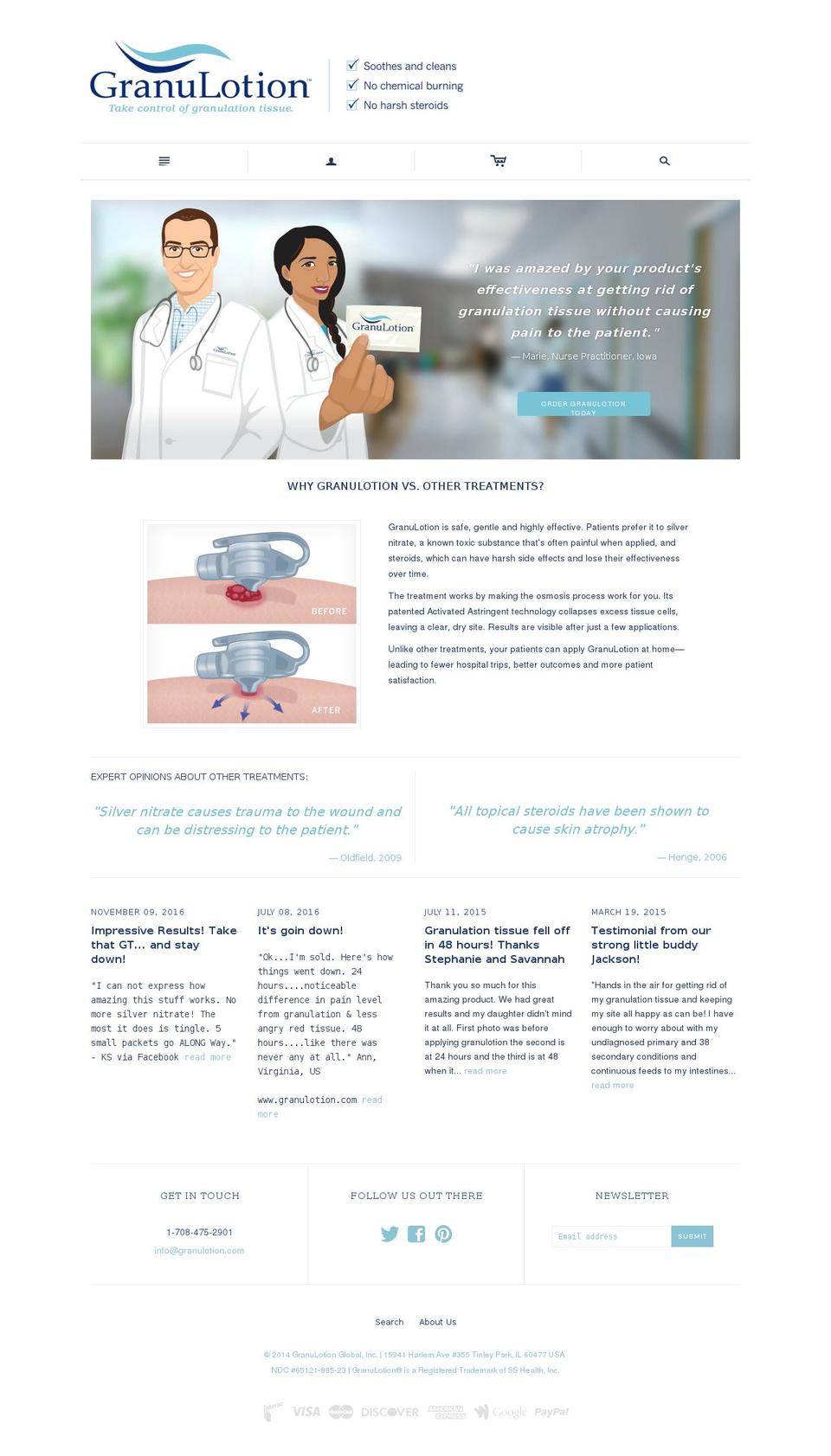 granulotion.com shopify website screenshot