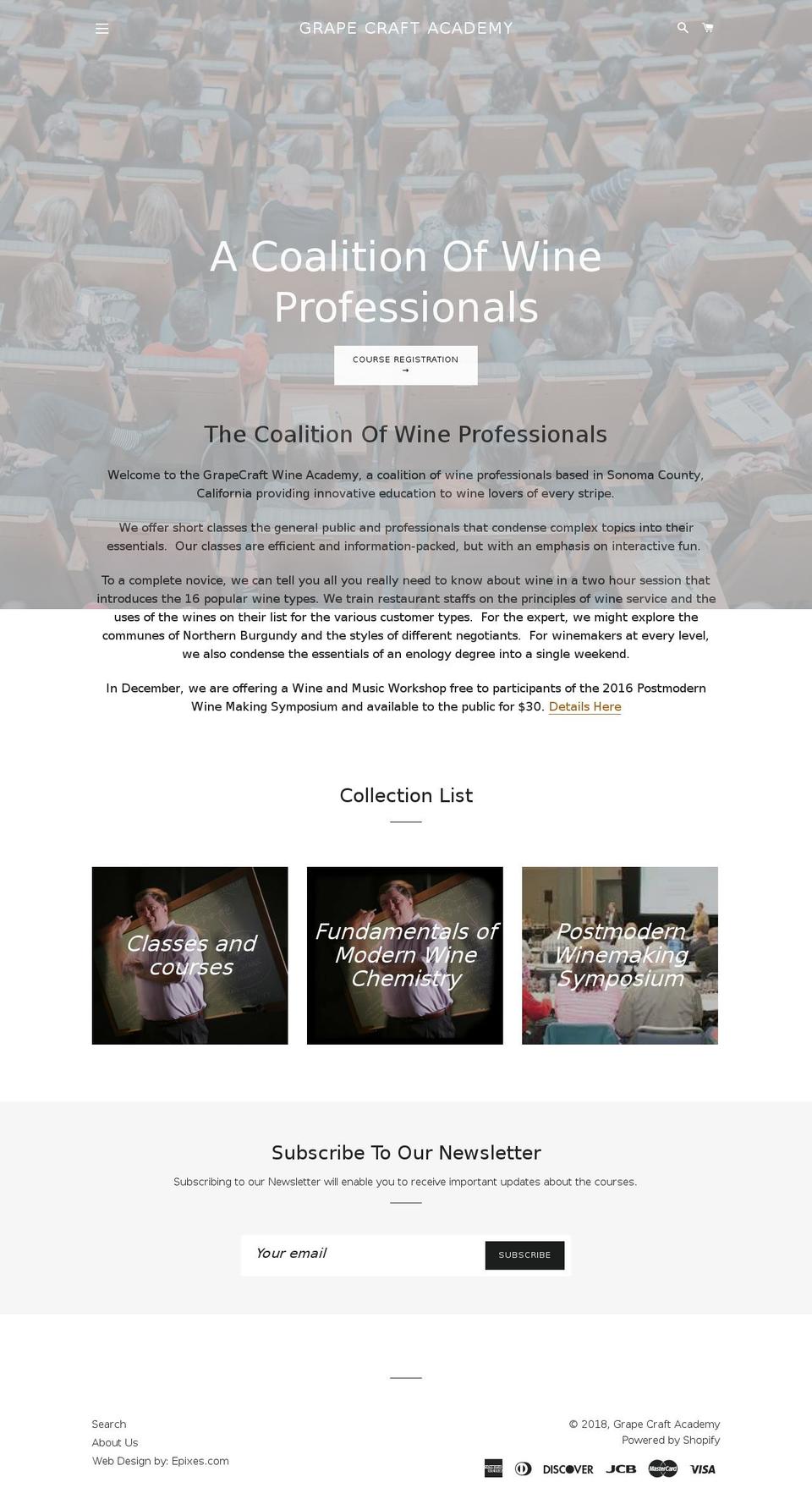 grapecraftwineacademy.com — Shopify storefront screenshot