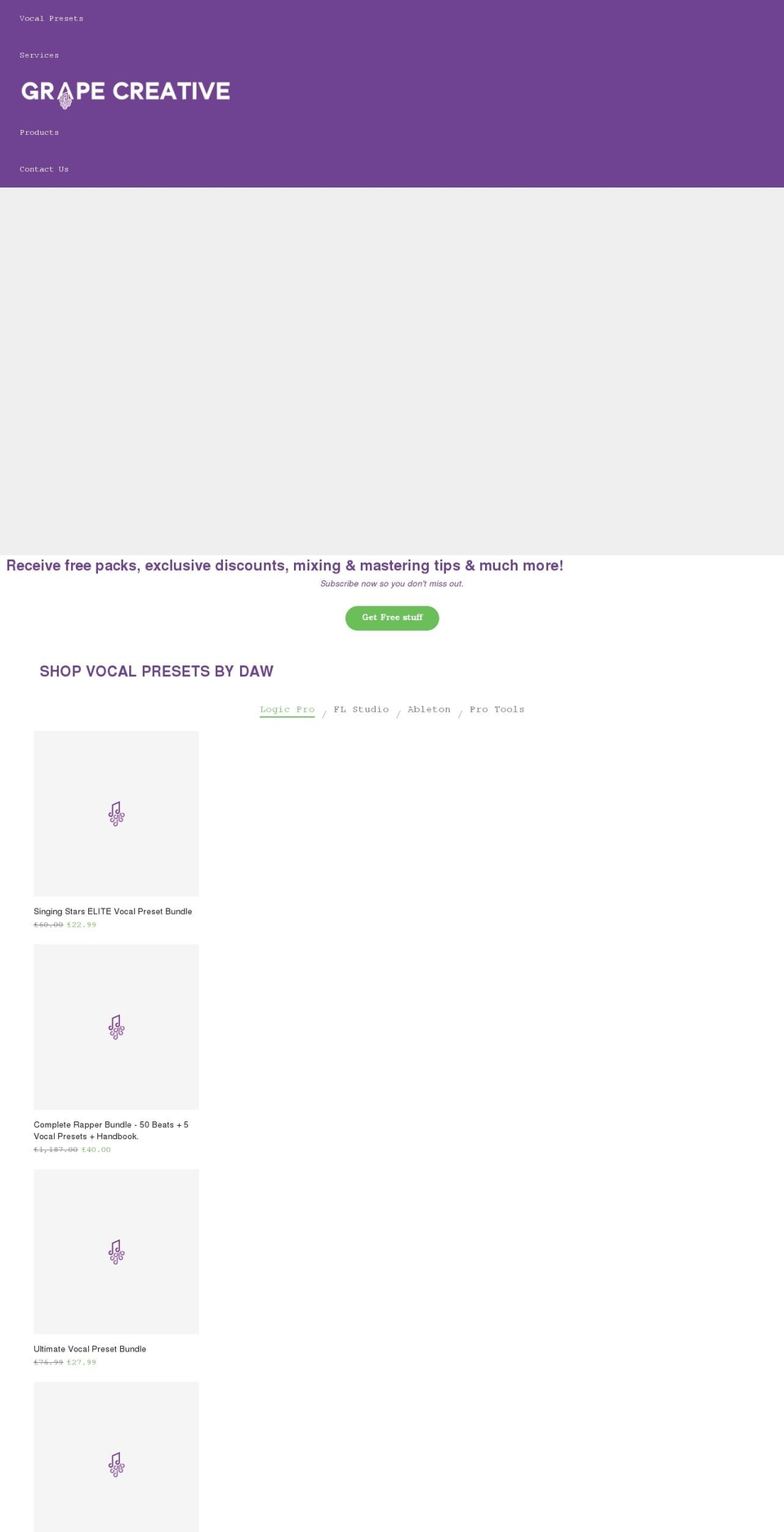 grapecreative.com shopify website screenshot