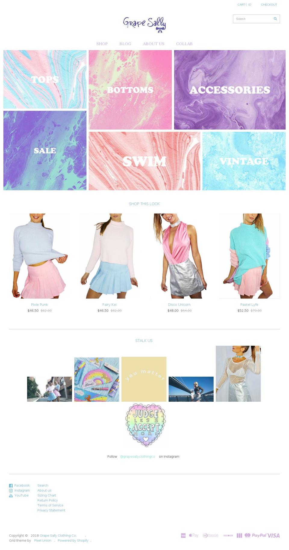grapesallyclothingco.com shopify website screenshot