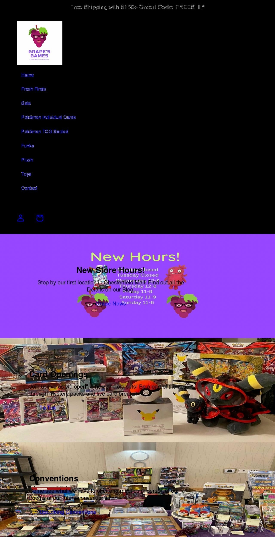 grapesgames.com shopify website screenshot