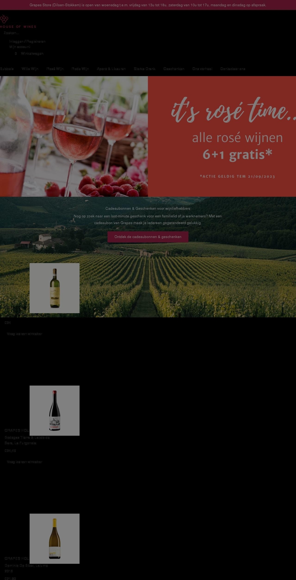 grapeshouseofwines.com shopify website screenshot