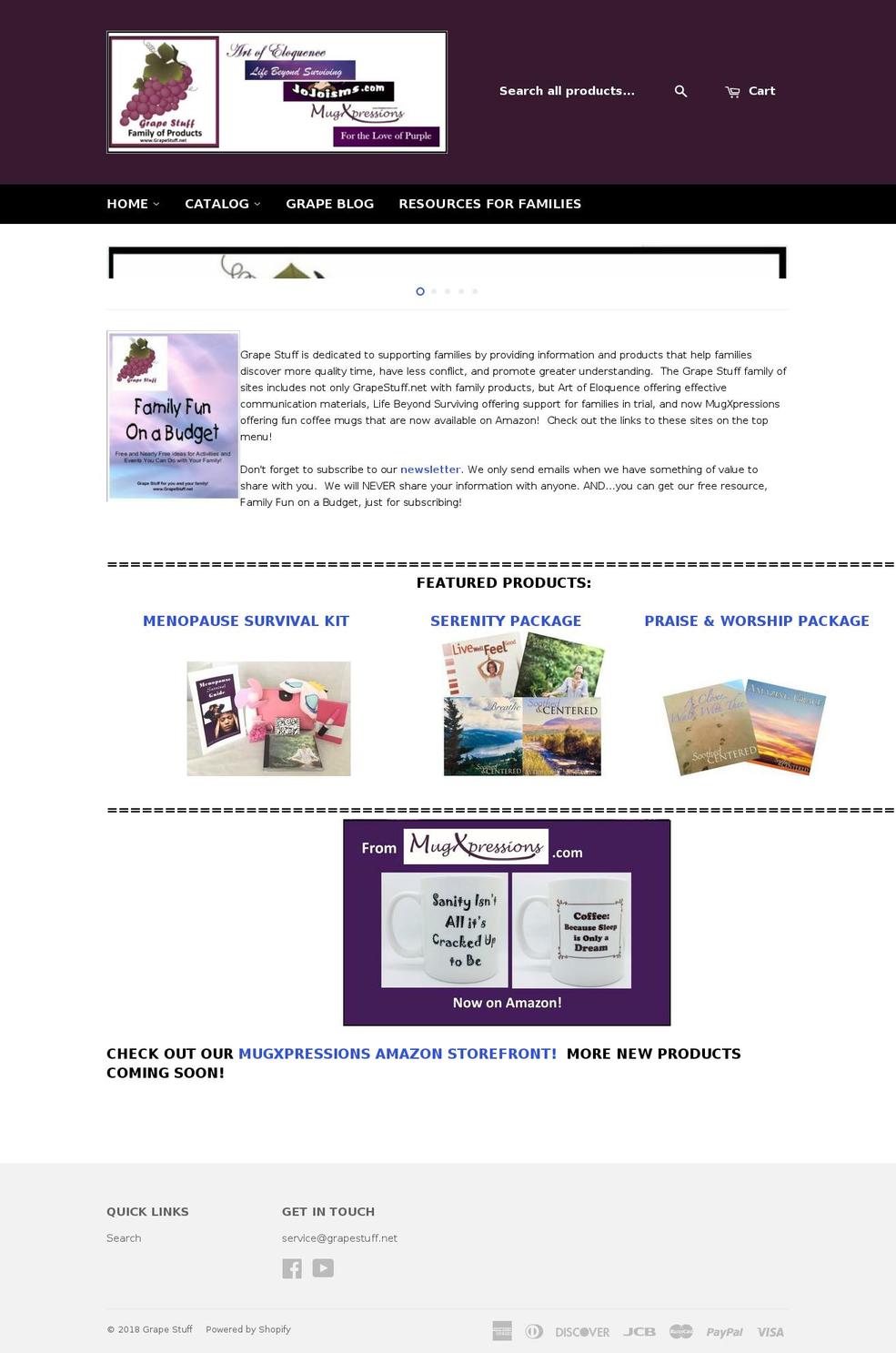 grapestuff.net shopify website screenshot