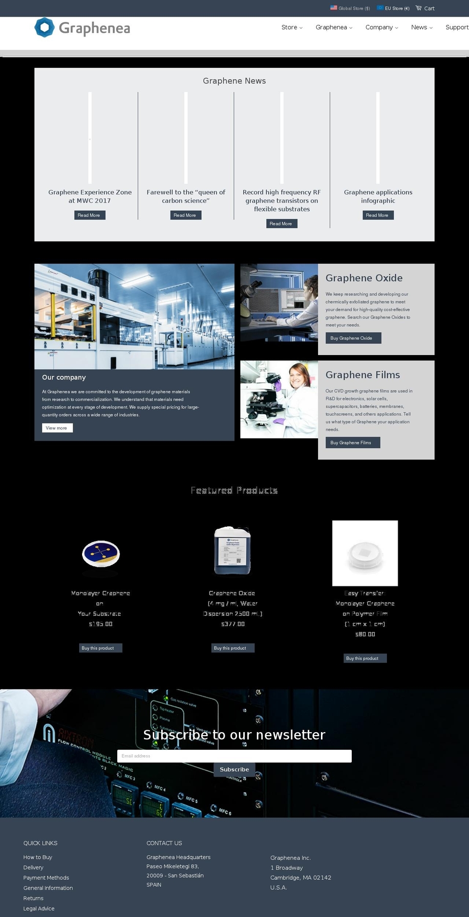 graphenea.com shopify website screenshot