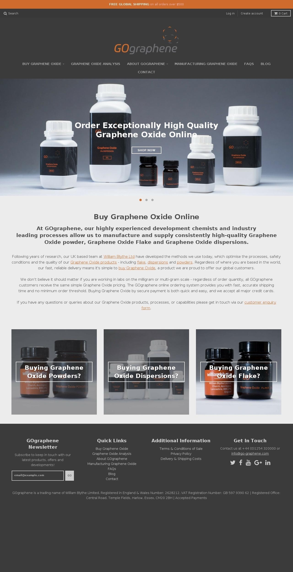 grapheneoxidepowder.com shopify website screenshot
