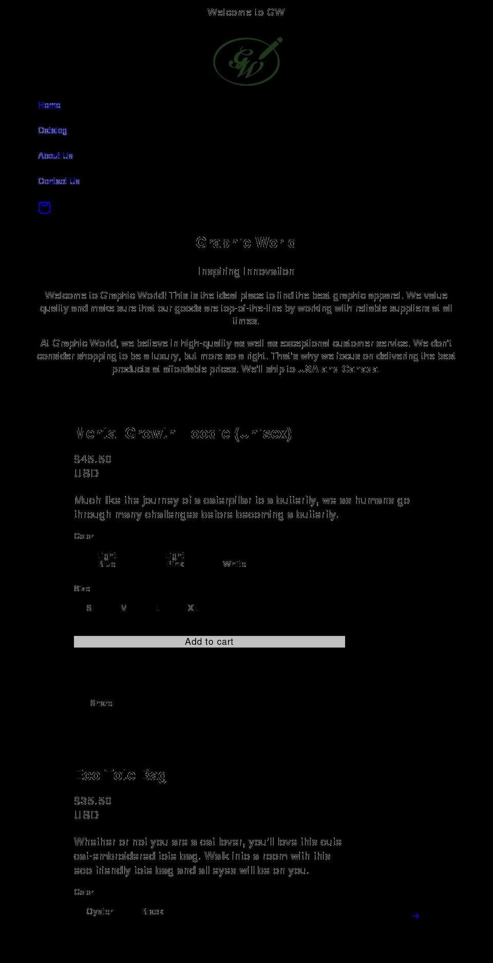 graphicworld.ca shopify website screenshot