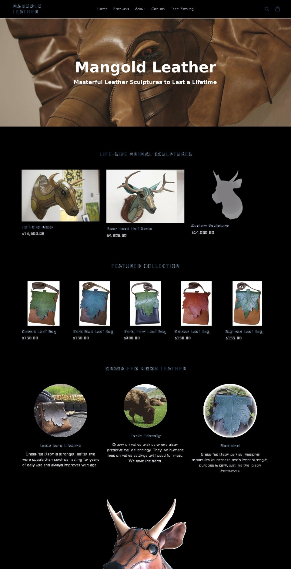 grass-fedleather.com — Shopify storefront screenshot