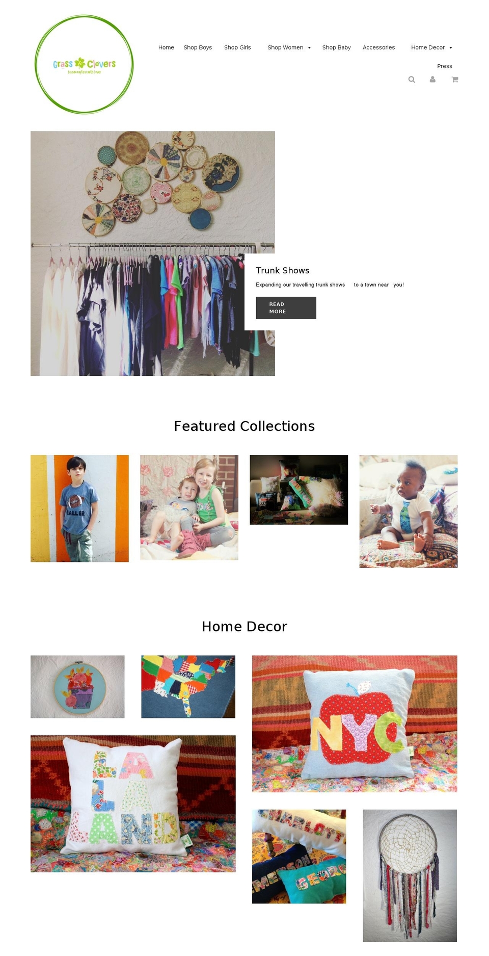 grassandclovers.com shopify website screenshot