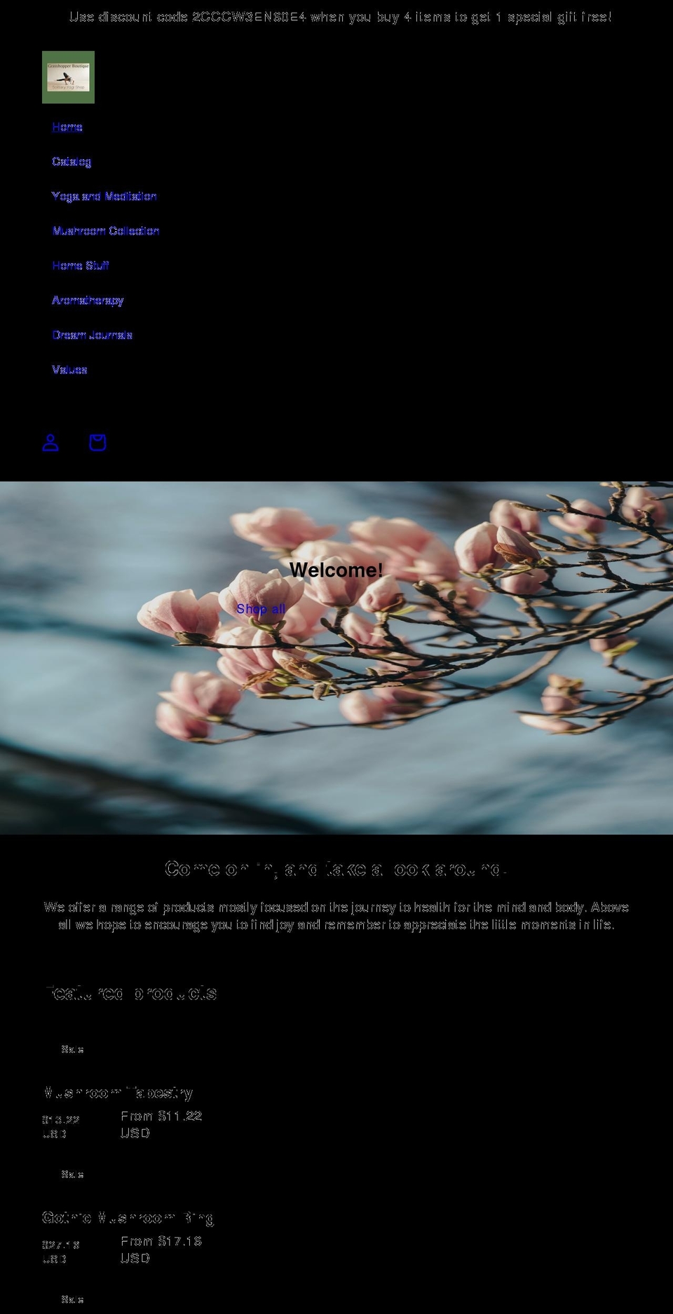 grasshopperboutique.com shopify website screenshot