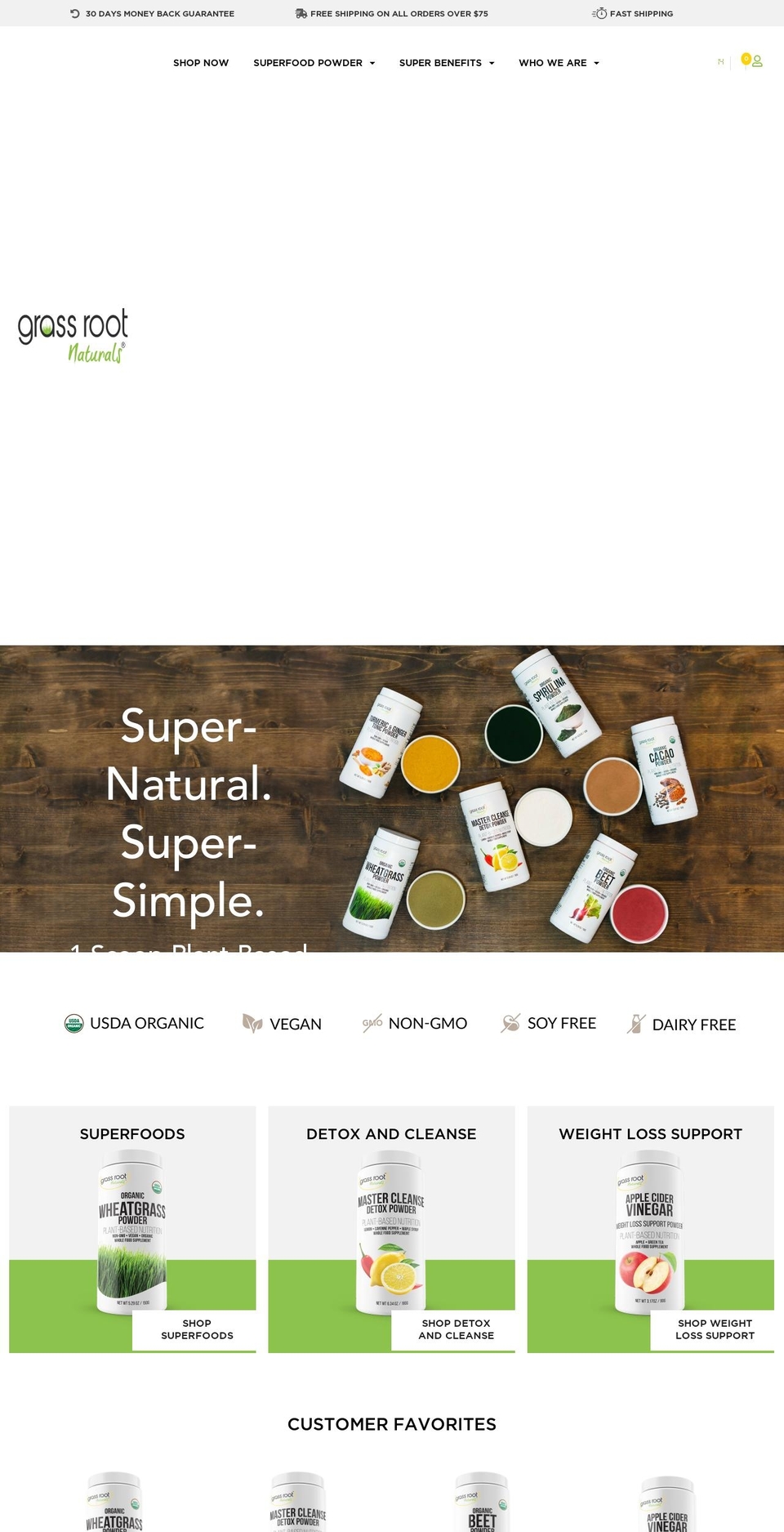 grassrootnaturals.com shopify website screenshot