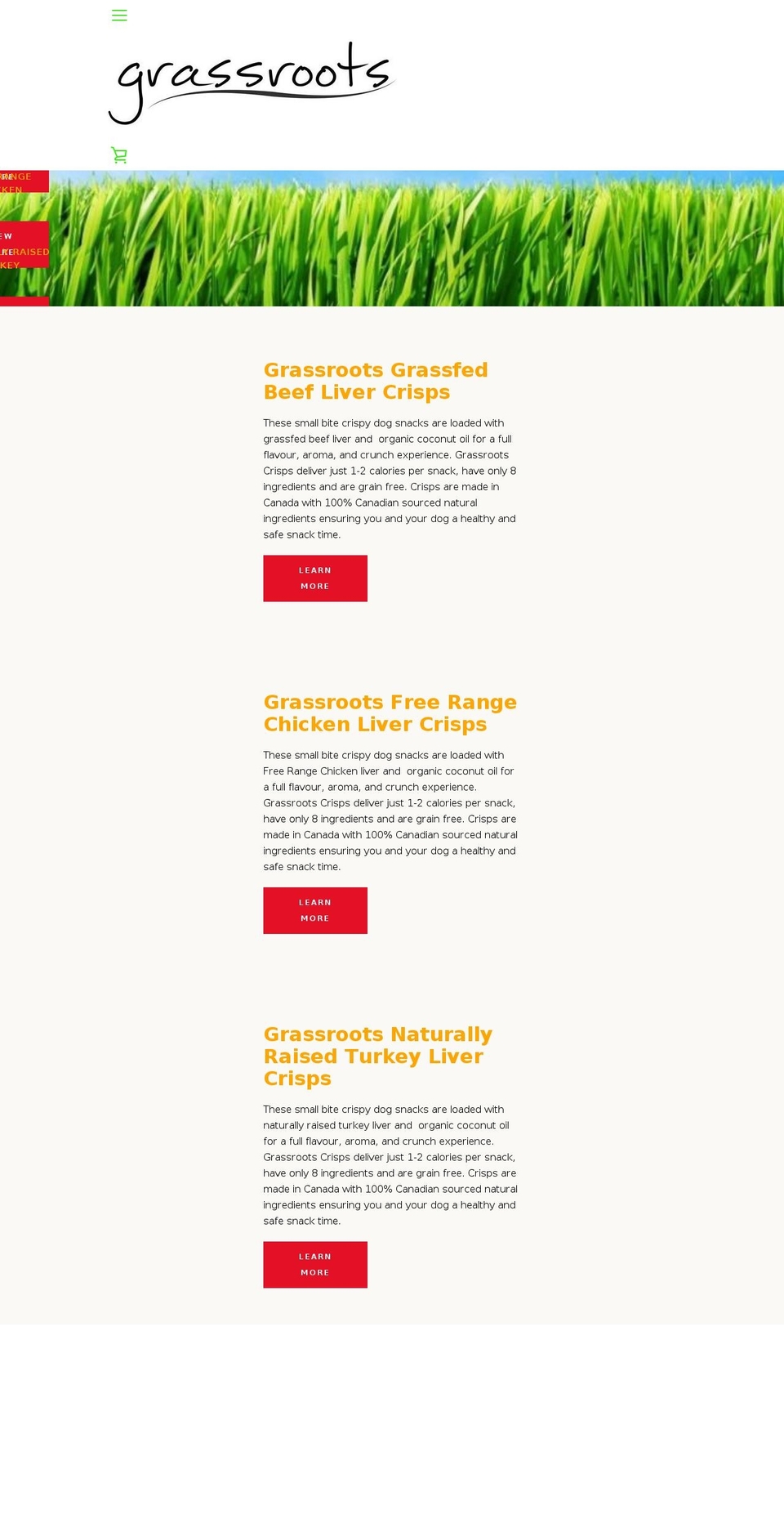 grassrootspetsnacks.com — Shopify storefront screenshot