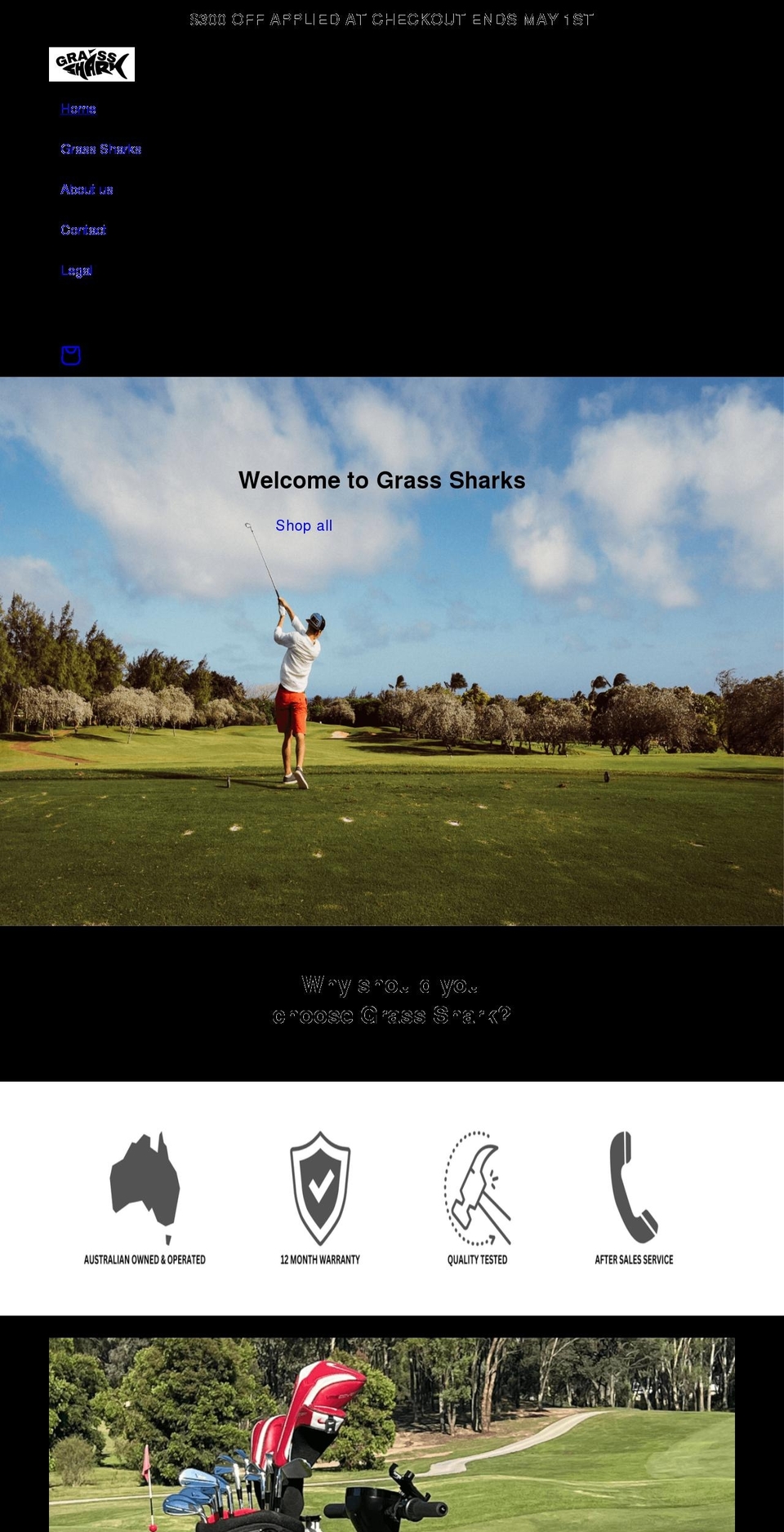 grasssharks.com shopify website screenshot