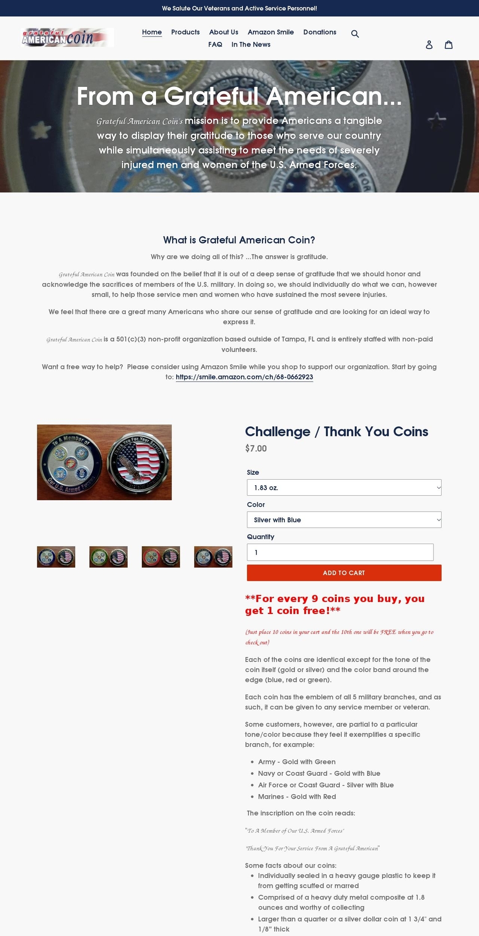 gratefulamericancoin.org shopify website screenshot