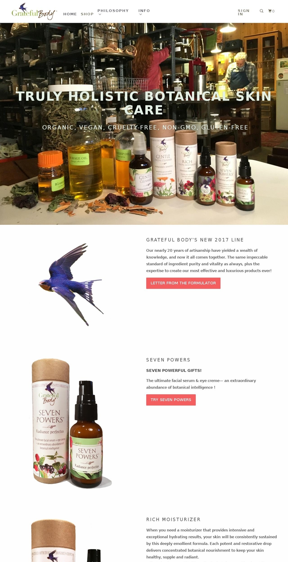 gratefulbody.com shopify website screenshot