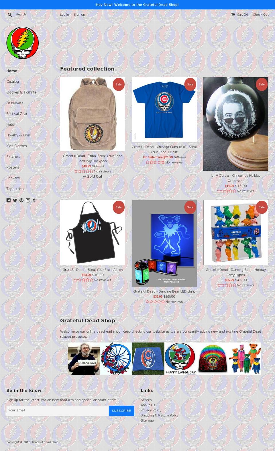 gratefuldeadshop.com shopify website screenshot