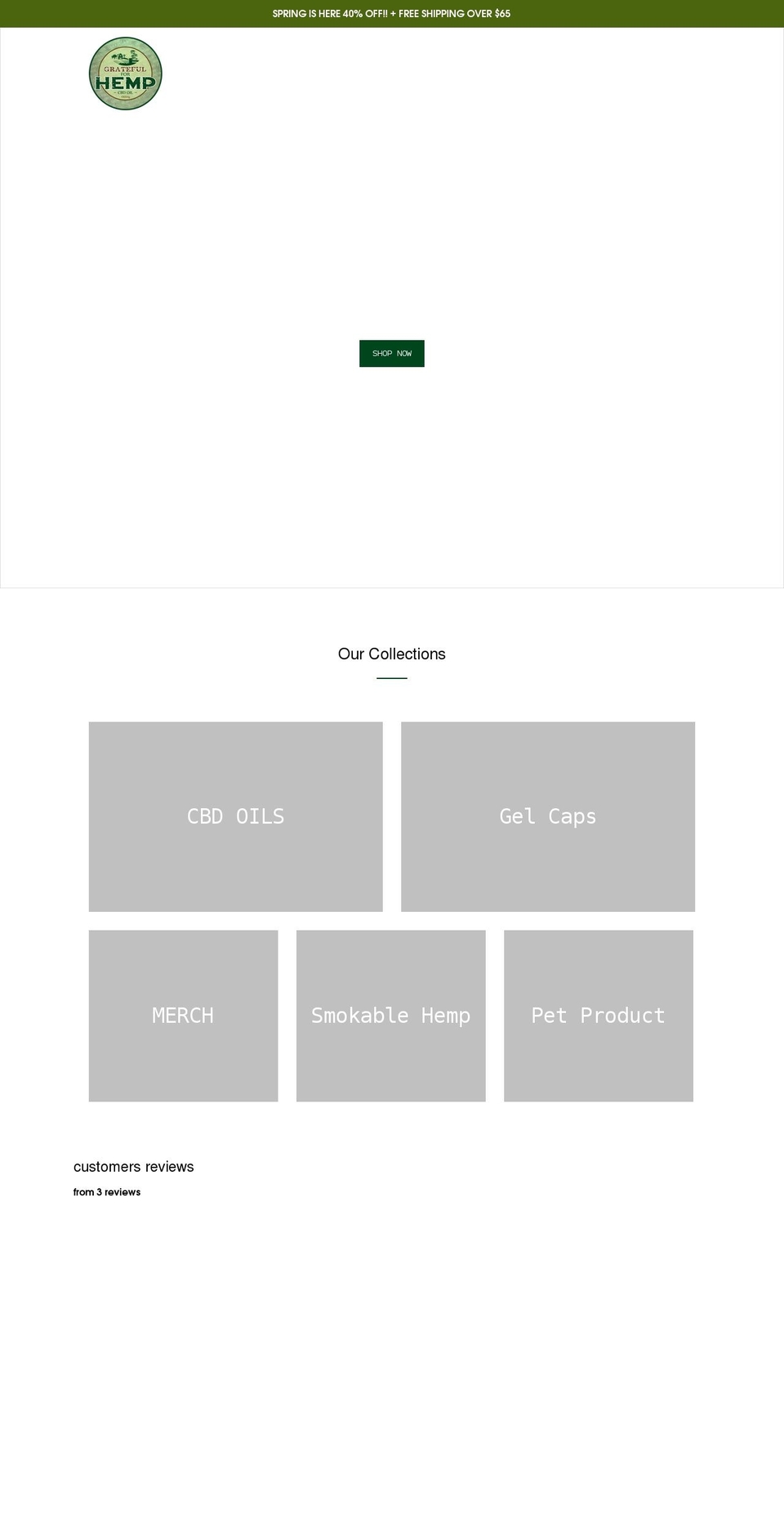 gratefulforhemp.com shopify website screenshot