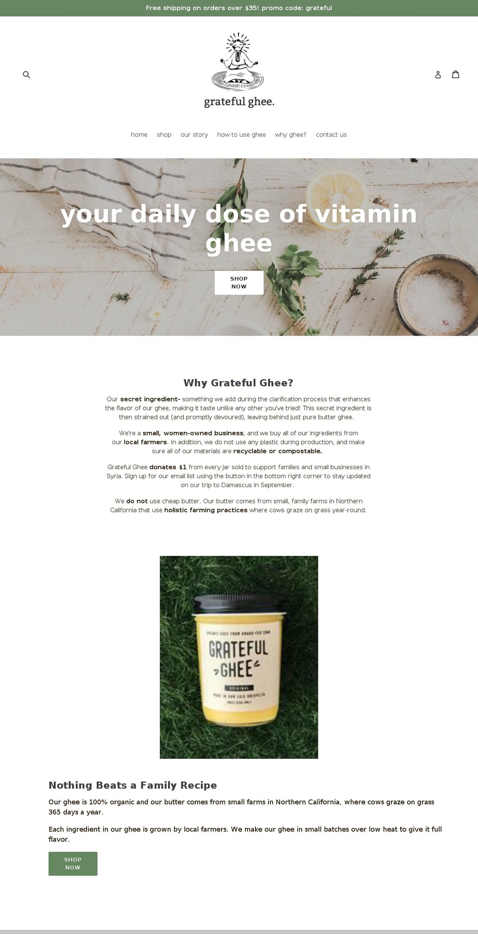 gratefulghee.com — Shopify storefront screenshot