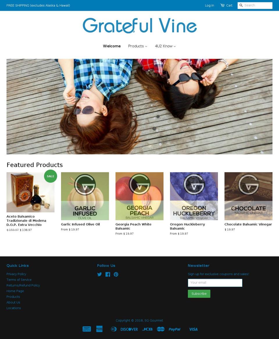 gratefulvine.com — Shopify storefront screenshot