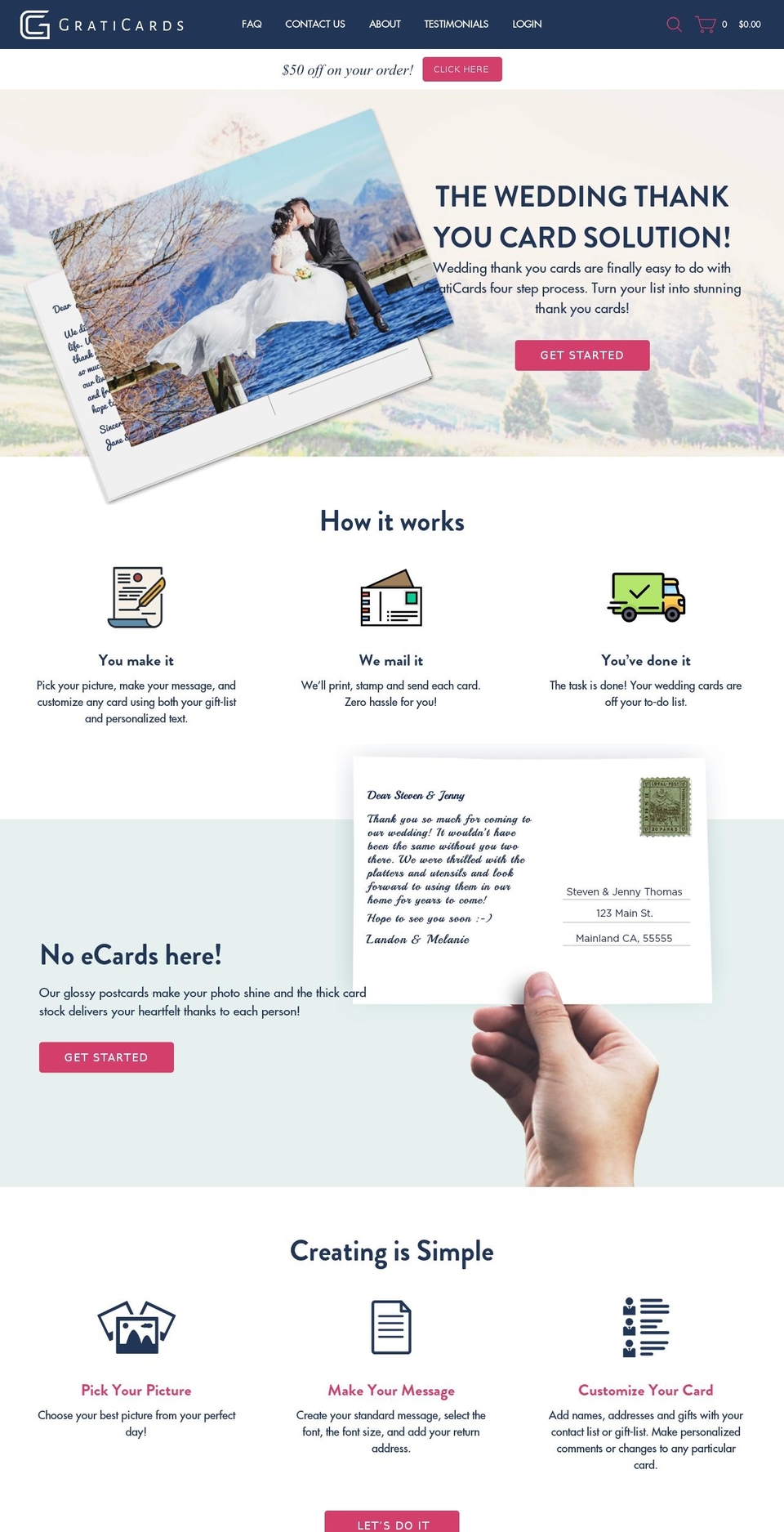 graticards.com shopify website screenshot