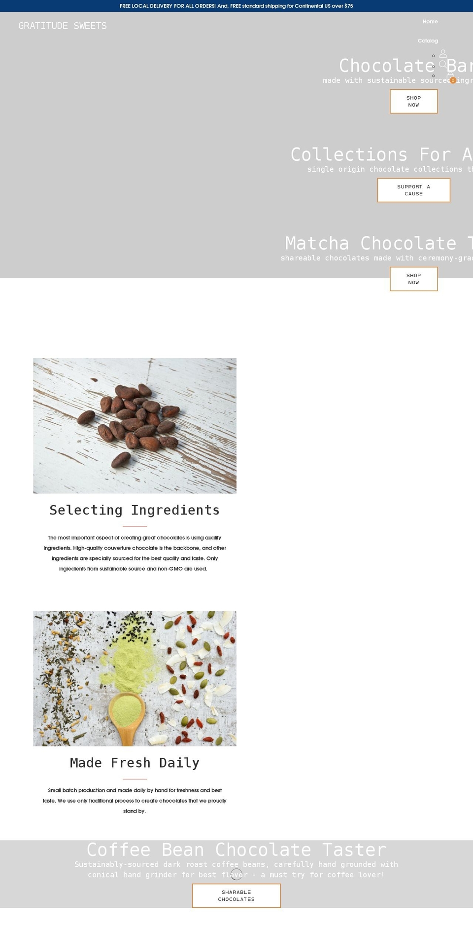 gratitudesweets.com shopify website screenshot