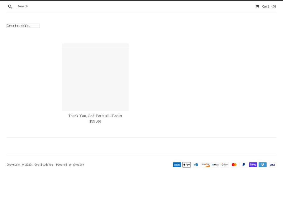 gratitudeyou.com shopify website screenshot
