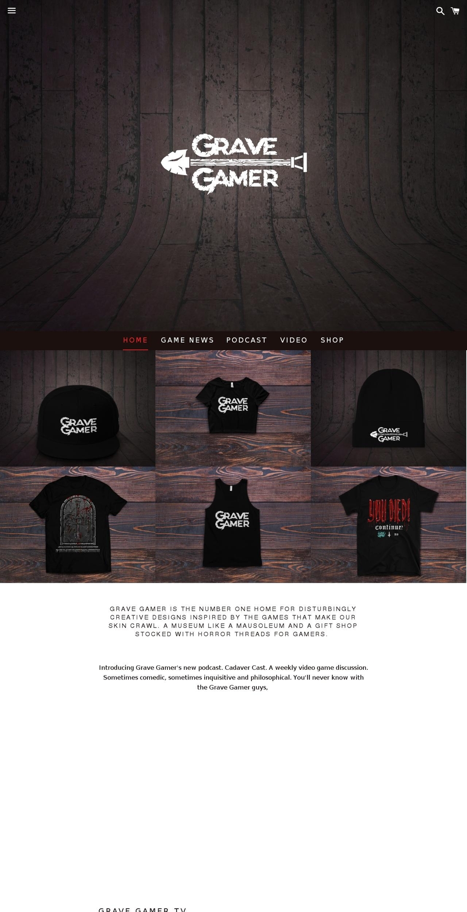 gravegamer.net shopify website screenshot