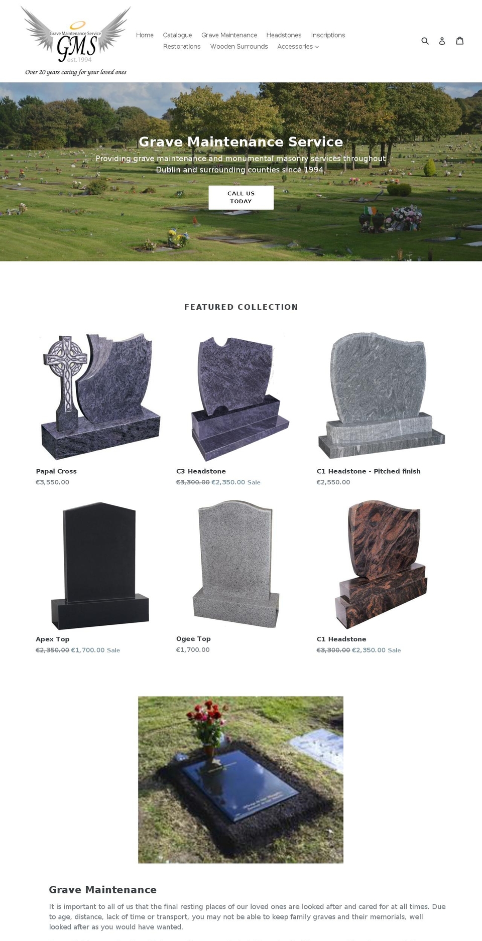 gravemaintenance.biz shopify website screenshot