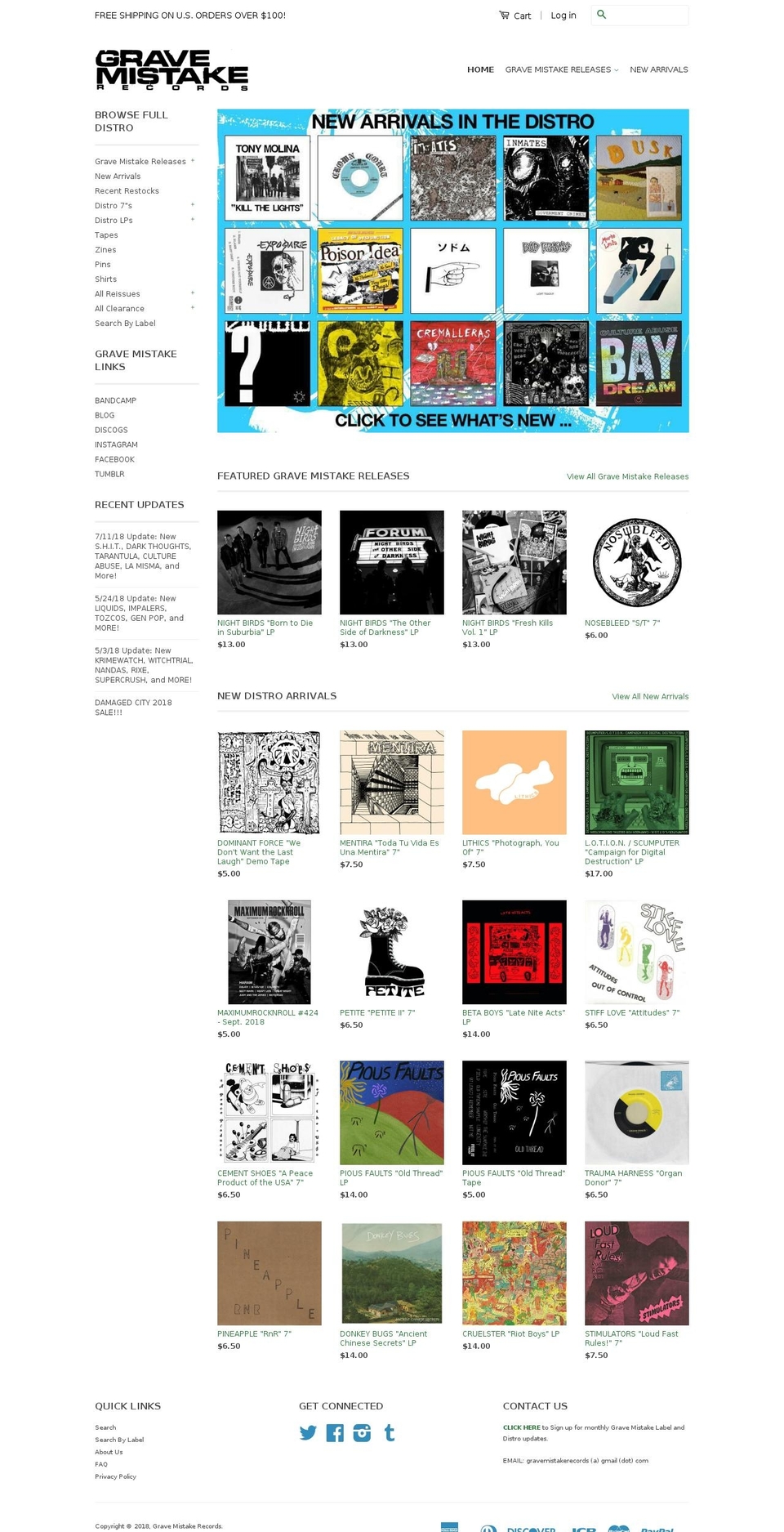 gravemistakerecords.com — Shopify storefront screenshot