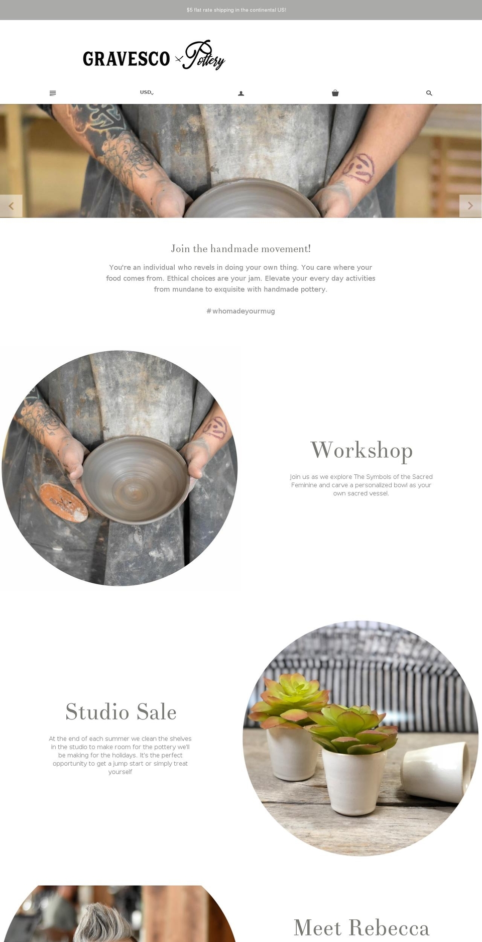 gravescopottery.com shopify website screenshot